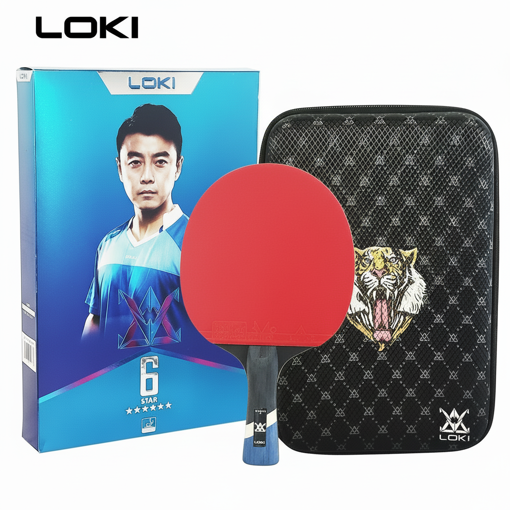 LOKI 6 Star Carbon Table Tennis Bat set with carry case and retail box
