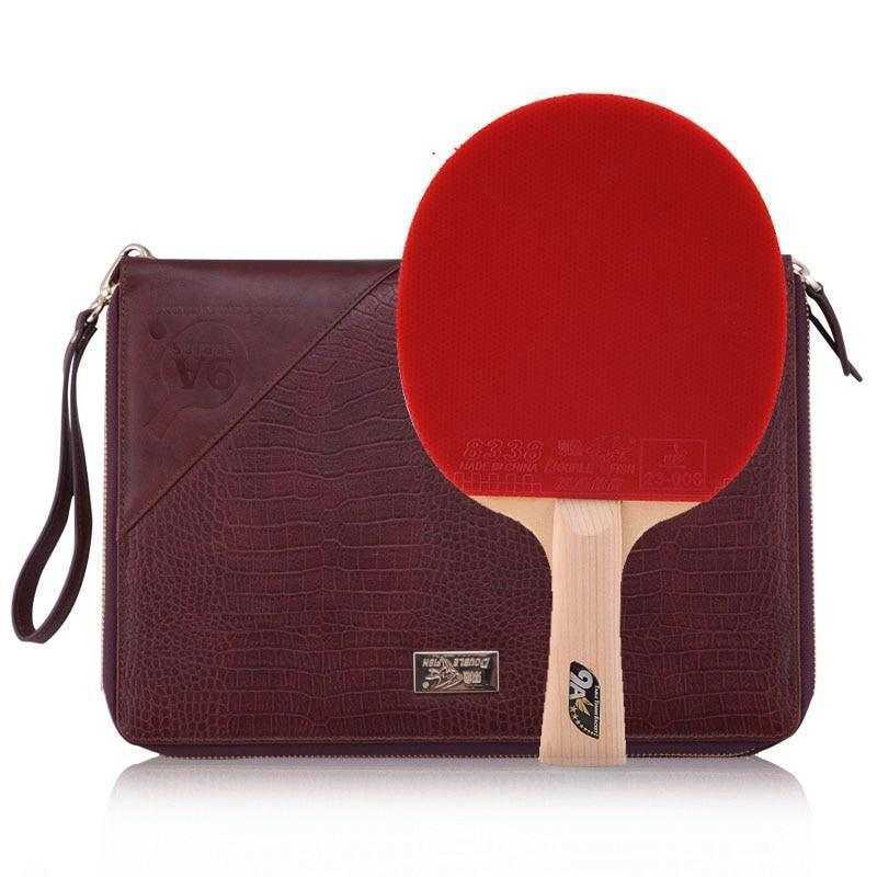 Double Fish 9 Stars Cypress Carbon Fibre Table Tennis Bat with Leather Case - Table Tennis Hub Double Fish