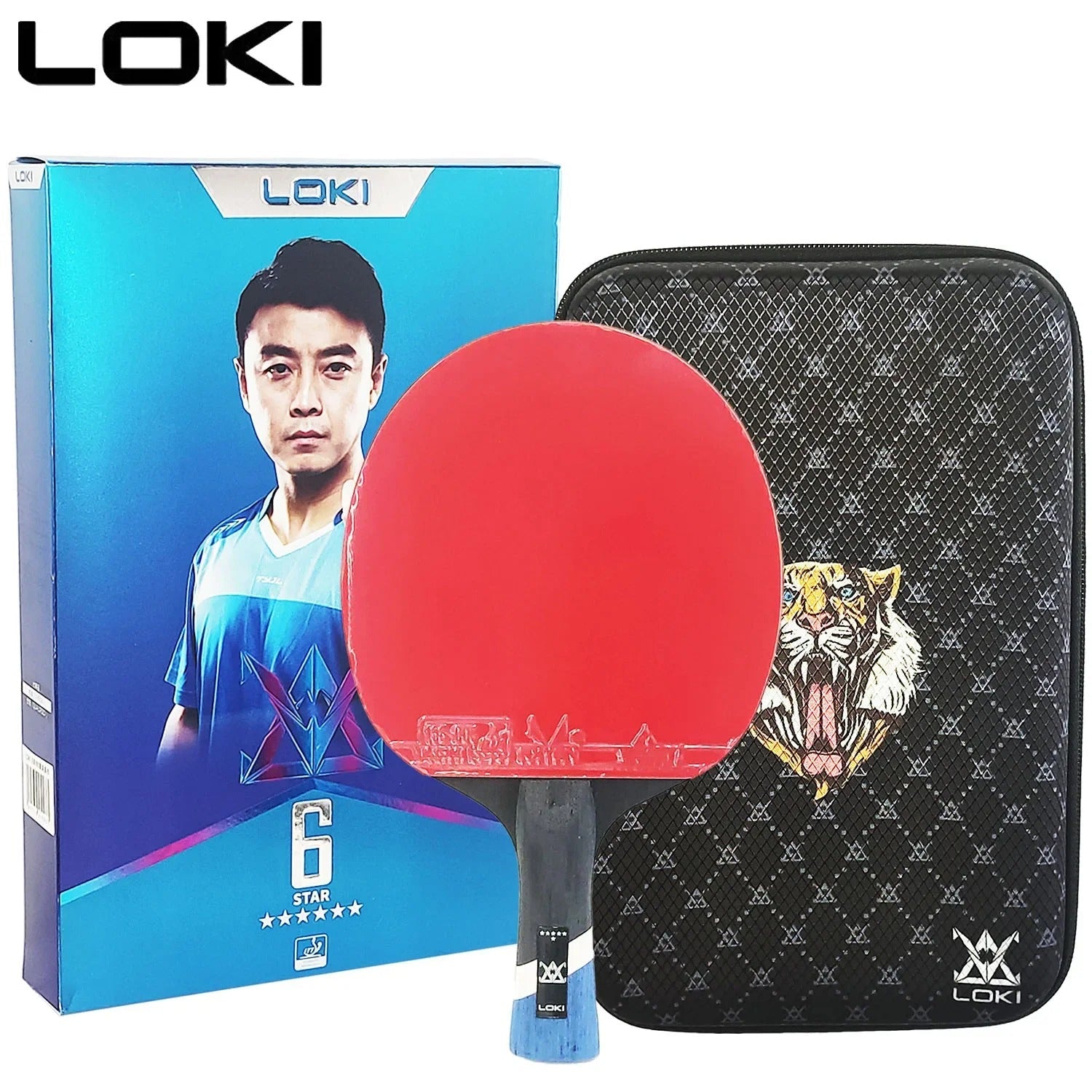 Loki 6 Star Carbon ping pong bat with premium case