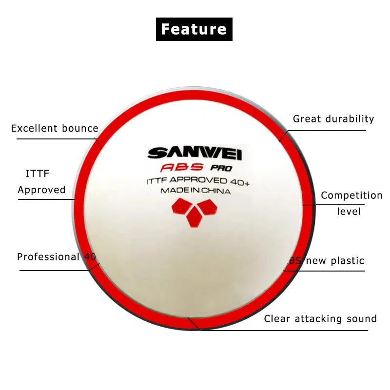 SANWEI ABS PRO 3-Star Table Tennis Balls with Seam