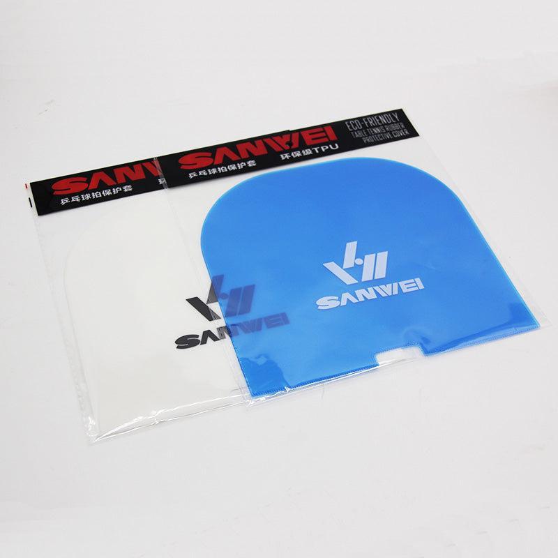 Table Tennis Bat Rubber Protection - Sanwei Dustproof Covers in White and Blue
