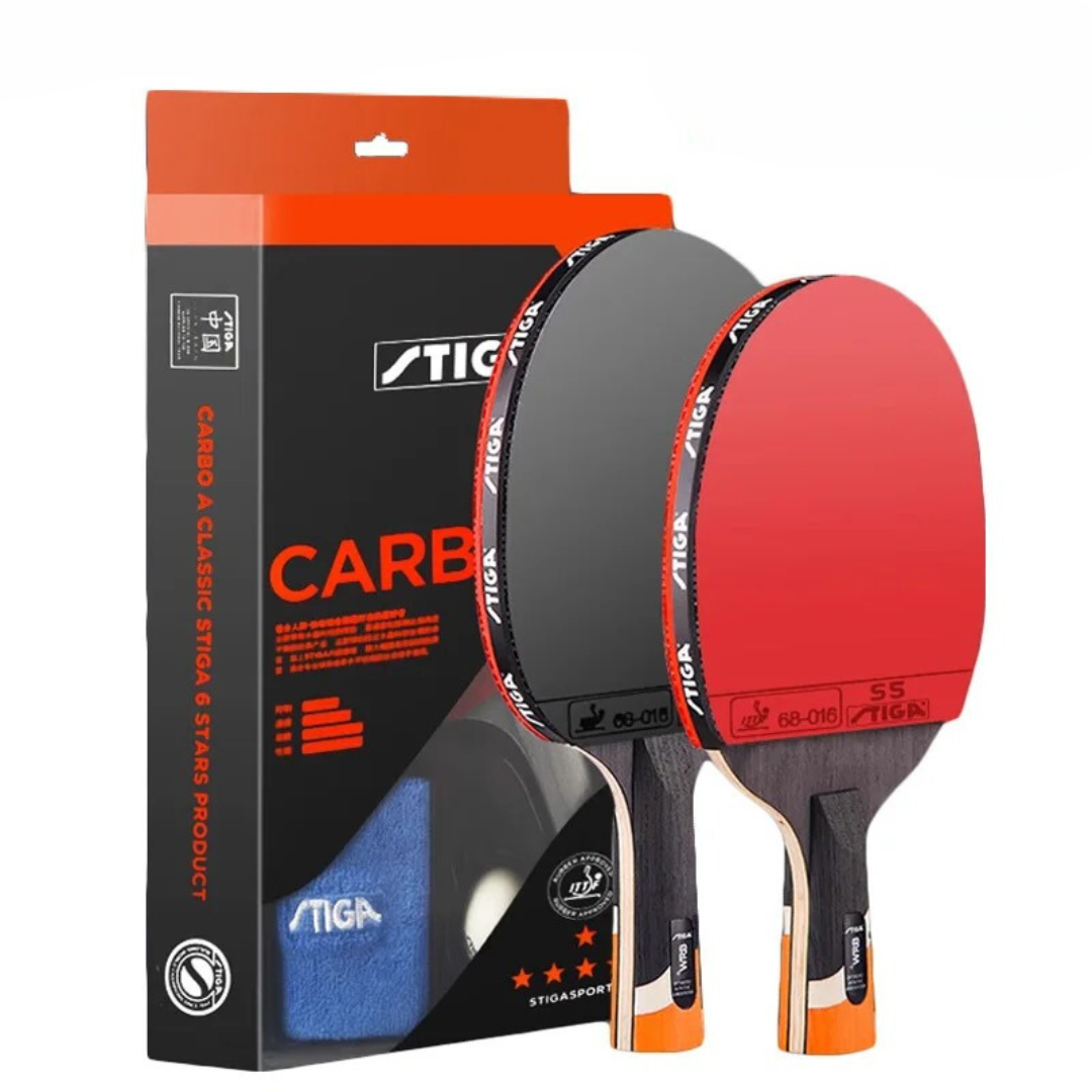 Stiga Professional 6 Star Carbon table tennis bat with premium rubbers