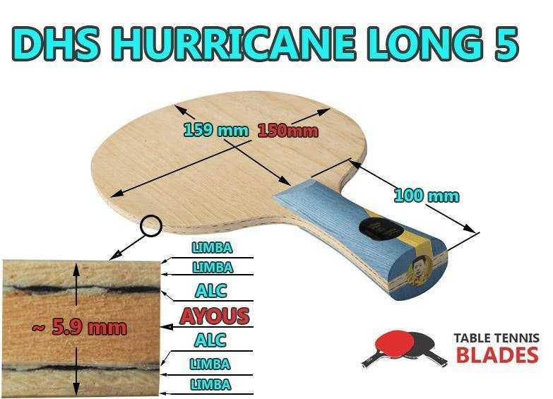 DHS Hurricane Long 5 Table Tennis Blade - Made for Ma Long - Table Tennis Hub