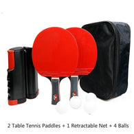 Portable Ping Pong Racket Set Table Tennis Blade of 2 Ping Pong Paddles + 1 Net + 4 Table Tennis Balls