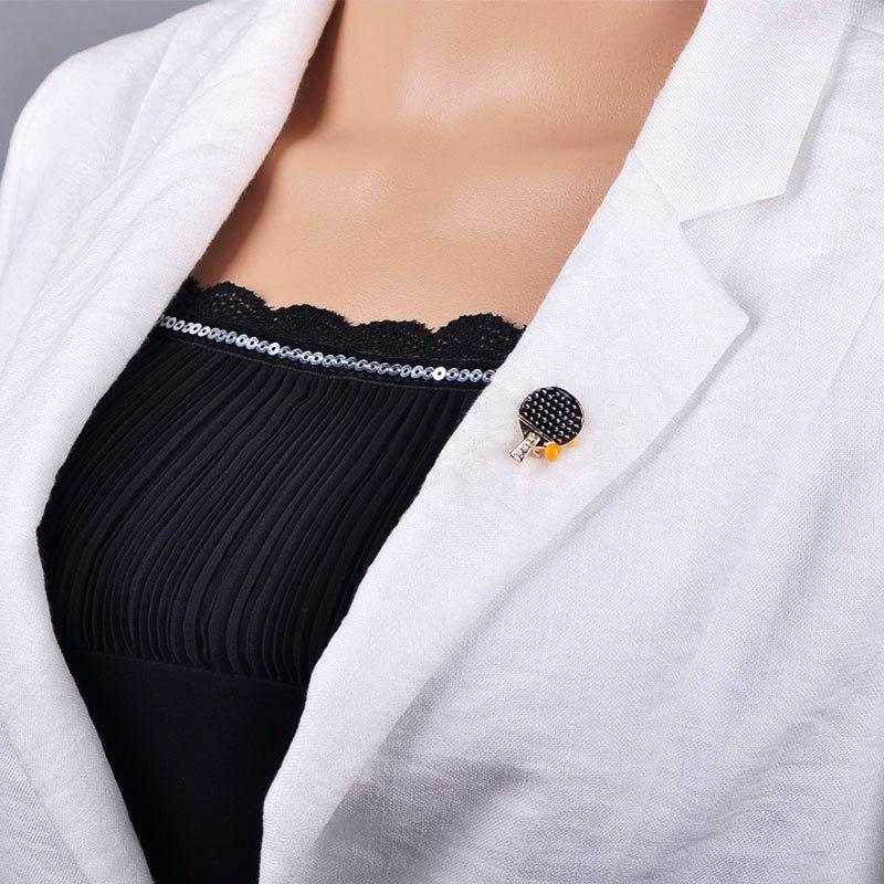 Table Tennis Enamel Gold Brooch - Table Tennis Hub