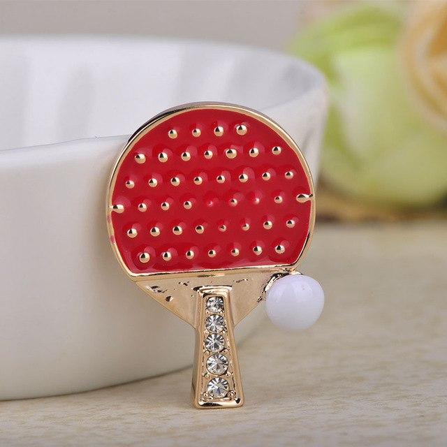 Table Tennis Enamel Gold Brooch - Table Tennis Hub