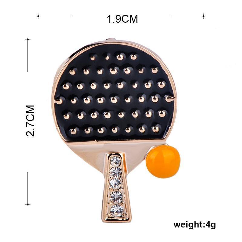Table Tennis Enamel Gold Brooch - Table Tennis Hub