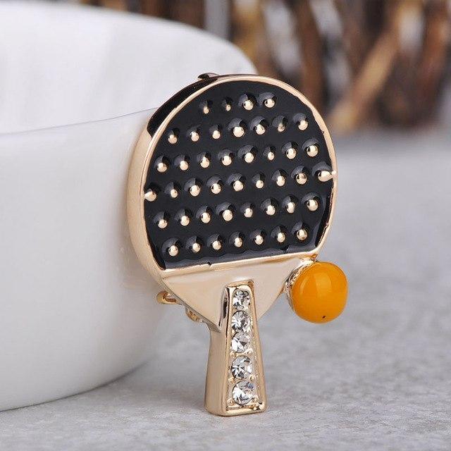 Table Tennis Enamel Gold Brooch - Table Tennis Hub