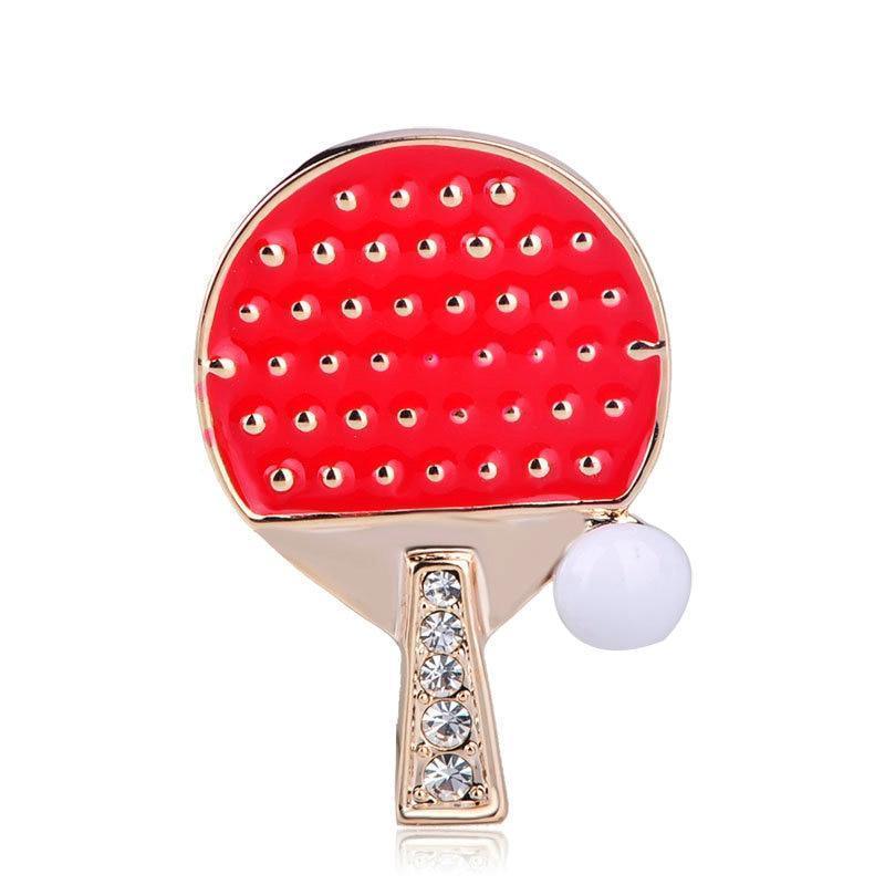 Table Tennis Enamel Gold Brooch - Table Tennis Hub